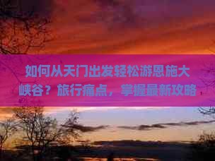如何从天门出发轻松游恩施大峡谷？旅行痛点，掌握最新攻略！