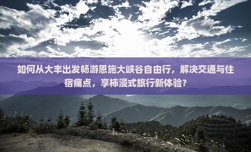 如何从大丰出发畅游恩施大峡谷自由行，解决交通与住宿痛点，享柿浸式旅行新体验？