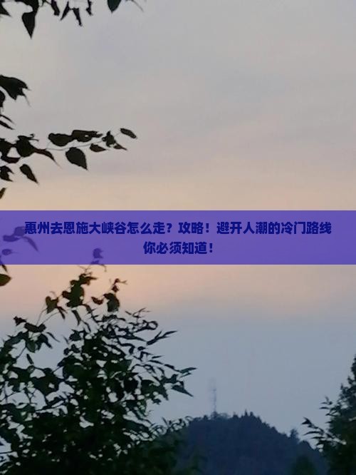 惠州去恩施大峡谷攻略