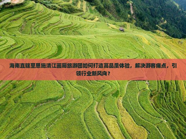 海南直辖至恩施清江画廊旅游团如何打造高品质体验，解决游客痛点，引领行业新风向？