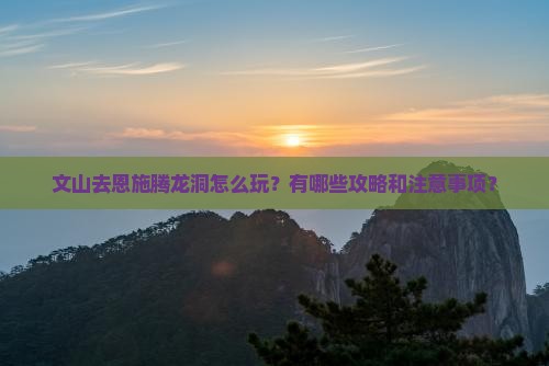文山去恩施腾龙洞怎么玩？有哪些攻略和注意事项？