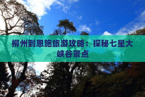 柳州到恩施旅游攻略：探秘七星大峡谷景点