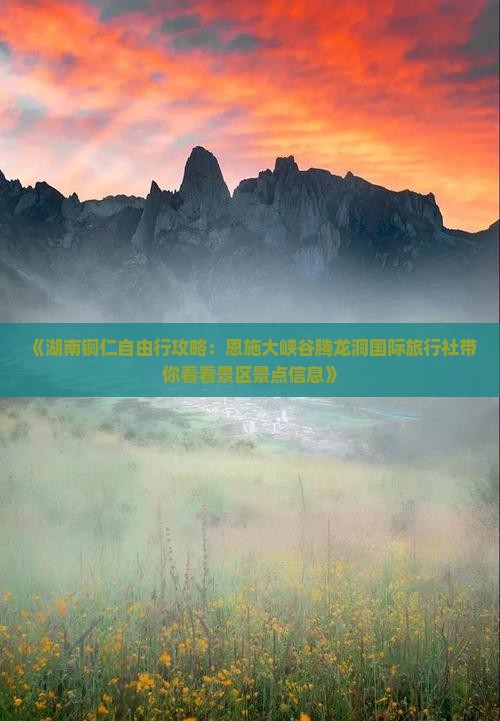 《湖南铜仁自由行攻略：恩施大峡谷腾龙洞国际旅行社带你看看景区景点信息》