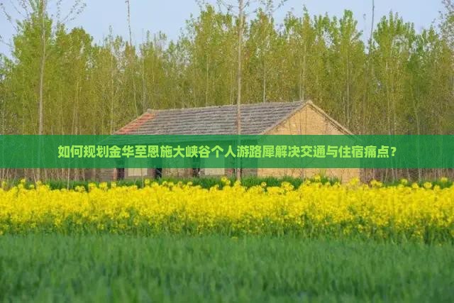 如何规划金华至恩施大峡谷个人游路犀解决交通与住宿痛点？