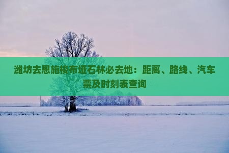 潍坊去恩施梭布垭石林必去地：距离、路线、汽车票及时刻表查询