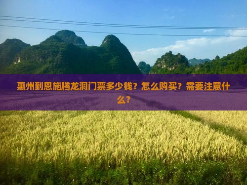 惠州到恩施腾龙洞门票多少钱？怎么购买？需要注意什么？