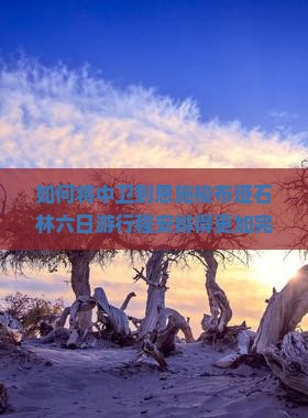 如何将中卫到恩施梭布垭石林六日游行程安排得更加完美？探索秘境之旅，解锁新潮流玩法！