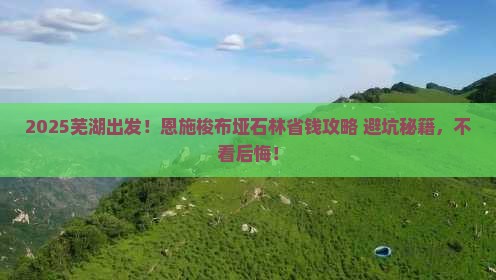 芜湖去恩施梭布垭石林攻略
