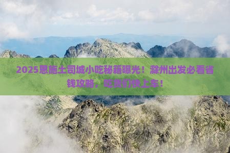 滁州去恩施土司城旅游小吃