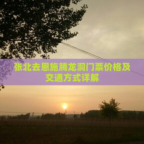 张北去恩施腾龙洞门票价格及交通方式详解