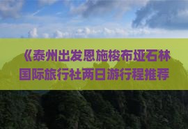 泰州到恩施梭布垭石林二日游 泰州到恩施梭布垭石林二日游
