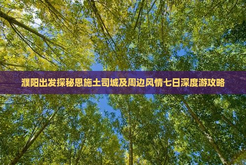 濮阳出发探秘恩施土司城及周边风情七日深度游攻略