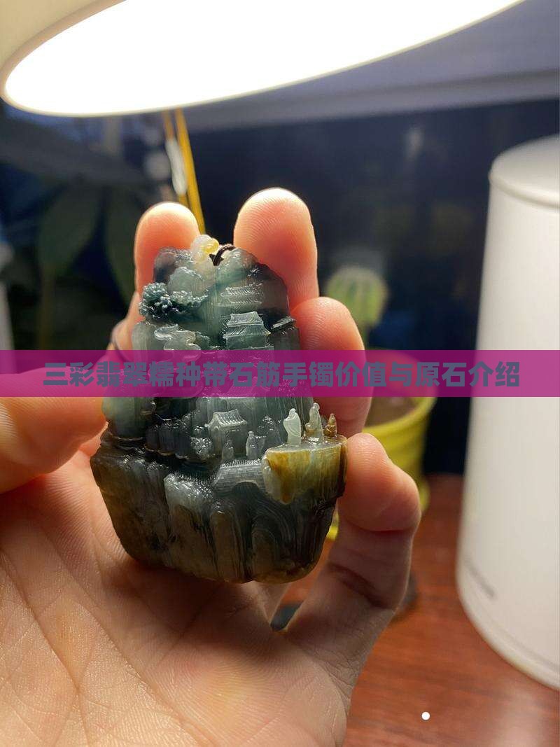 三彩翡翠糯种带石筋手镯价值与原石介绍