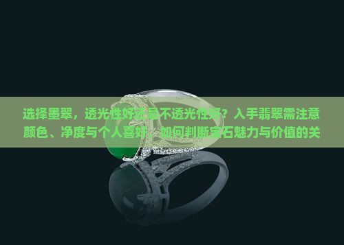 选择墨翠，透光性好还是不透光性好？入手翡翠需注意颜色、净度与个人喜好，如何判断宝石魅力与价值的关键要点