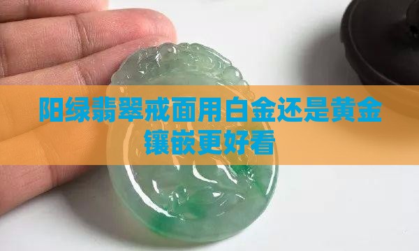 阳绿翡翠戒面用白金还是黄金镶嵌更好看