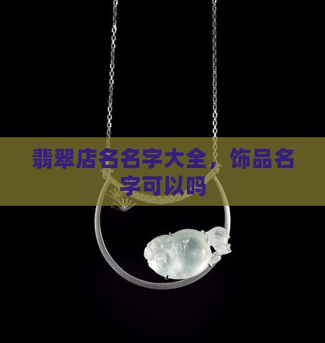 翡翠店铺取名饰品名字可以吗