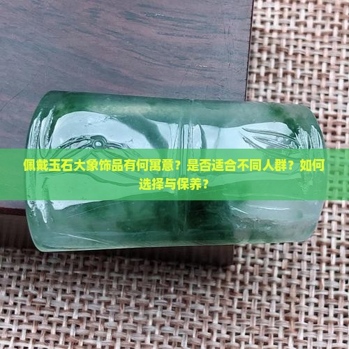 佩戴玉石大象饰品有何寓意？是否适合不同人群？如何选择与保养？