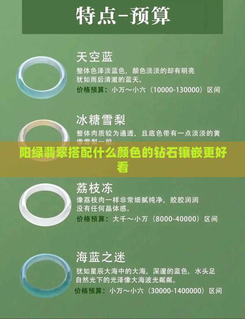 阳绿翡翠镶嵌什么颜色的钻石好看