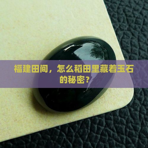 福建田间，怎么稻田里藏着玉石的秘密？