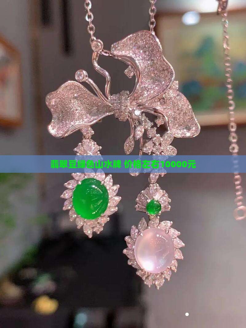 翡翠豆绿色山水牌10000左右的货