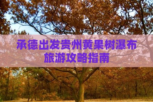 承德出发贵州黄果树瀑布旅游攻略指南