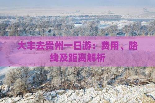 大丰去贵州一日游：费用、路线及距离解析
