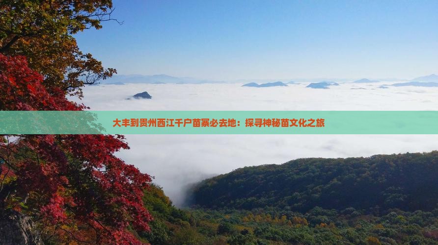 大丰到贵州西江千户苗寨必去地：探寻神秘苗文化之旅