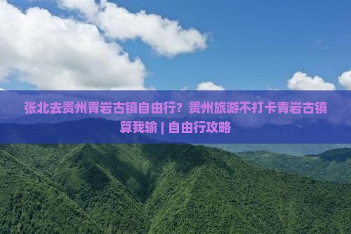 张北去贵州青岩古镇自由行？贵州旅游不打卡青岩古镇算我输 | 自由行攻略