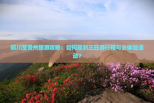 铜川至贵州旅游攻略：如何规划三日游行程与必体验活动？