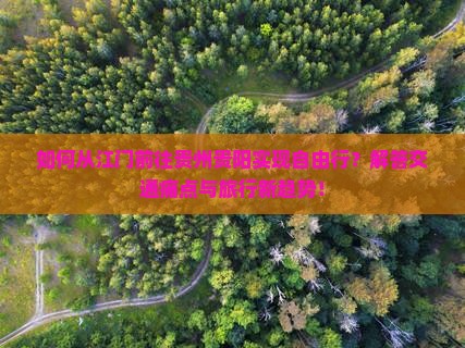 如何从江门前往贵州贵阳实现自由行？解答交通痛点与旅行新趋势！