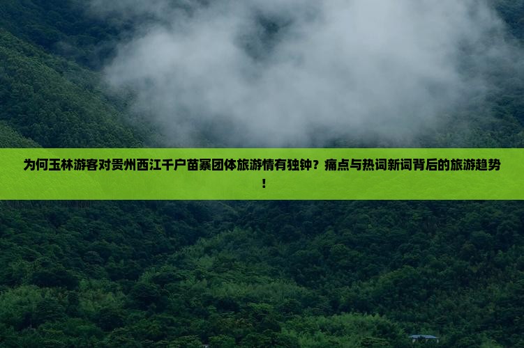 为何玉林游客对贵州西江千户苗寨团体旅游情有独钟？痛点与热词新词背后的旅游趋势！
