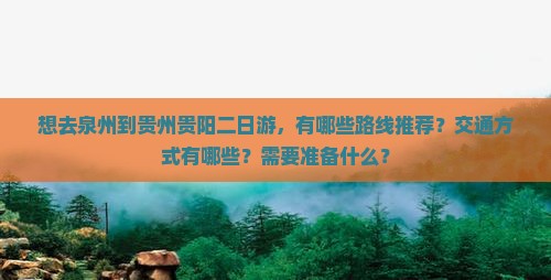 想去泉州到贵州贵阳二日游，有哪些路线推荐？交通方式有哪些？需要准备什么？