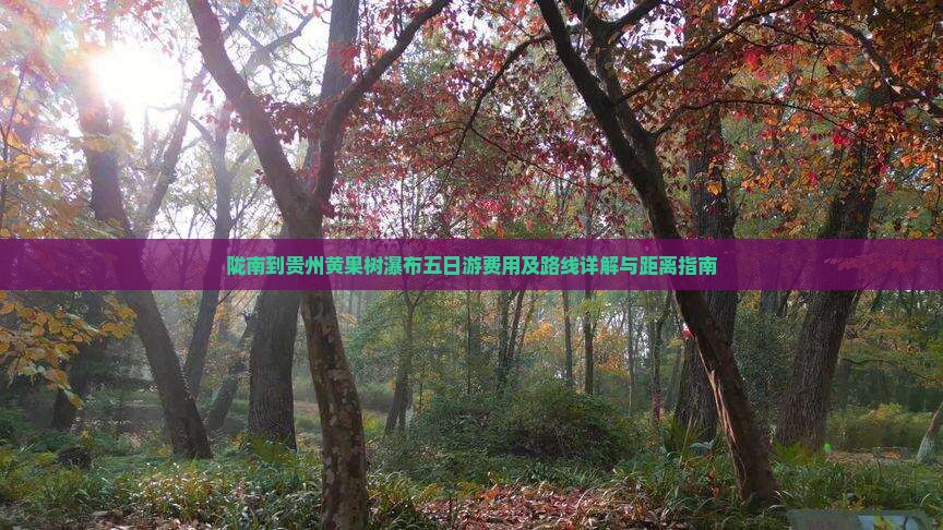 陇南到贵州黄果树瀑布五日游费用及路线详解与距离指南