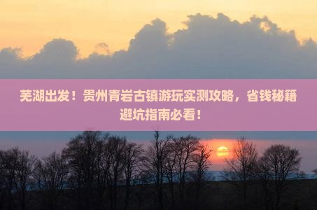 芜湖去贵州青岩古镇哪里玩