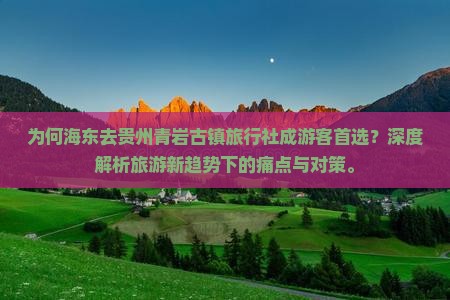 为何海东去贵州青岩古镇旅行社成游客首选？深度解析旅游新趋势下的痛点与对策。