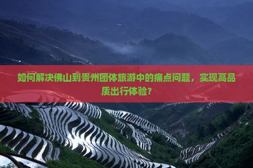 如何解决佛山到贵州团体旅游中的痛点问题，实现高品质出行体验？