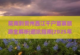 陇南到贵州西江千户苗寨攻略