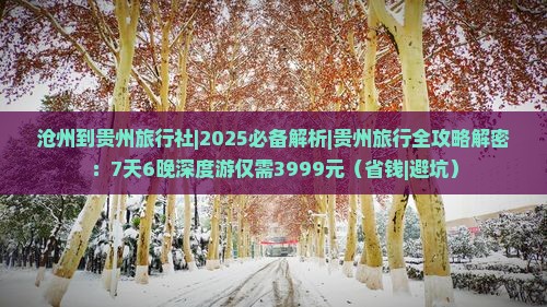 沧州到贵州旅行社