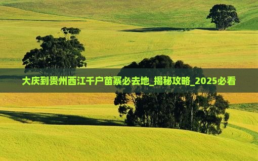 大庆到贵州西江千户苗寨必去地