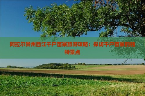 阿拉尔贵州西江千户苗寨旅游攻略：探访千户苗寨的独特景点