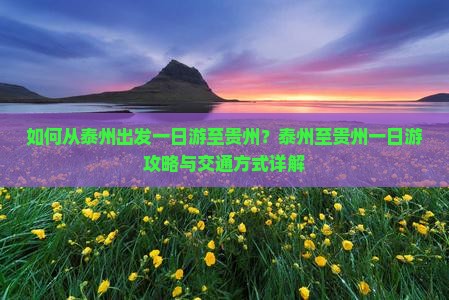 如何从泰州出发一日游至贵州？泰州至贵州一日游攻略与交通方式详解