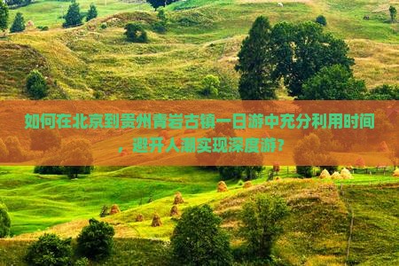 如何在北京到贵州青岩古镇一日游中充分利用时间，避开人潮实现深度游？