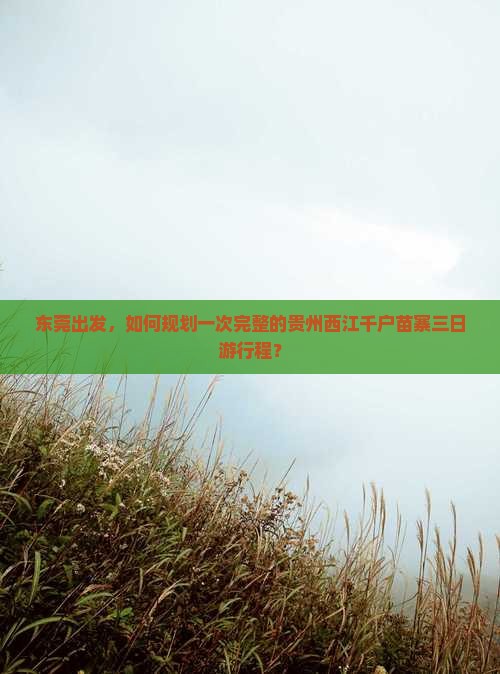 东莞出发，如何规划一次完整的贵州西江千户苗寨三日游行程？