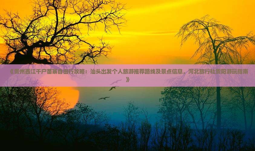 《贵州西江千户苗寨自由行攻略：汕头出发个人旅游推荐路线及景点信息，河北旅行社贵阳游玩指南》