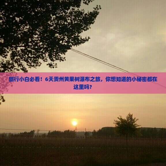 旅行小白必看！6天贵州黄果树瀑布之旅，你想知道的小秘密都在这里吗？