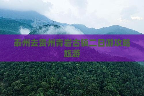 泰州去贵州青岩古镇二日游