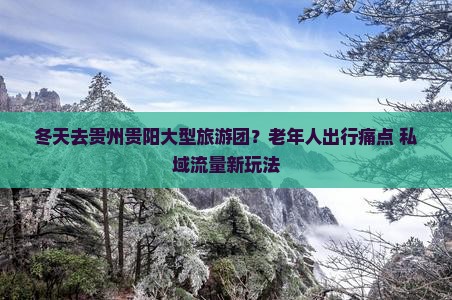 冬天去贵州贵阳大型旅游团？老年人出行痛点+私域流量新玩法