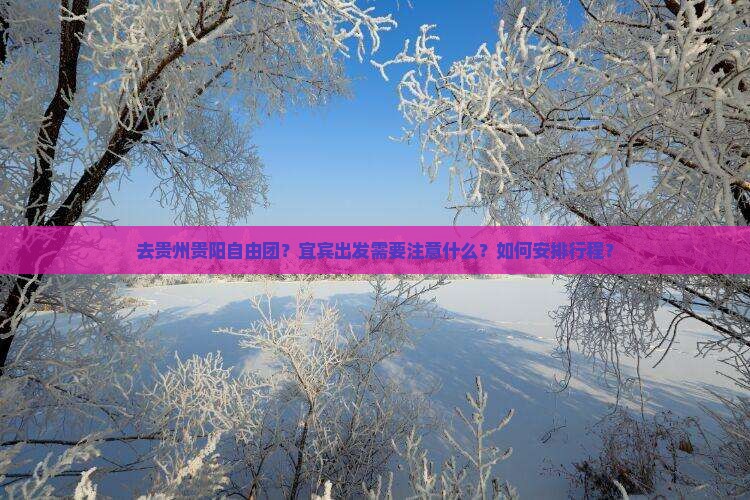 去贵州贵阳自由团？宜宾出发需要注意什么？如何安排行程？
