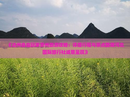 《达州自由玩家贵州旅游攻略：详细行程与景点路犀河北国际旅行社诚意呈现》