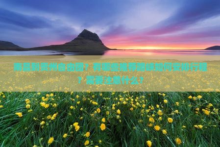 南昌到贵州自由团？有哪些推荐路峡如何安排行程？需要注意什么？